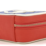 Caviar Quilted Filigree Vanity Clutch With Chain Blue White Red