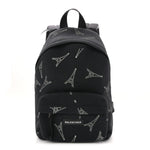 Canvas Crystal Embellished Eiffel Tower Explorer Backpack S Black