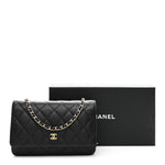 Caviar Quilted Wallet on Chain WOC Black