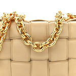 Lambskin Maxi Intreccio Padded Chain Cassette Crossbody Bag Porridge