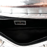 Metallic Nappa Vertical Matelasse Small Maxi Horsebit Chain Shoulder Bag Silver