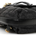 Denim Calfskin Quilted Backpack Dark Grey Black