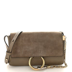 Suede Calfskin Small Faye Shoulder Bag Motty Grey