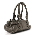 Metallic Calfskin Small Paddington Satchel Acier