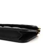 Lambskin Quilted Flap Shoulder Bag Chain Black