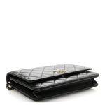 Caviar Quilted Perforated Metal CC Wallet On Chain WOC Black