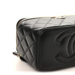 Lambskin Quilted Small CC Vanity Case Black