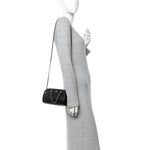 Caviar Quilted Barrel Clutch With Chain  Black