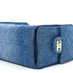 Washed Denim Quilted Mini Chanel 25 Handbag Blue