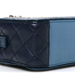 Lambskin Quilted Small In & Out Camera Case Navy Light Blue