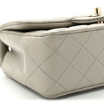 Lambskin Quilted Mini Rectangular Flap Grey