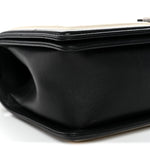 Calfskin Pleated Medium Boy In Rome Flap Black White