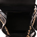 Shiny Lambskin Mesh Quilted Small Cargo Duma Drawstring Backpack Black