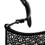 Satin Crystal Cleo Adjustable Strap Shoulder Bag Metal