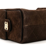 Suede Quilted Mini Chanel 25 Handbag Dark Brown