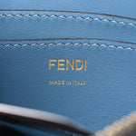Denim Effect Fabric Jacquard FF Baguette Pouch Blue