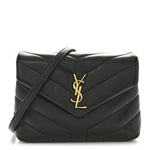 Calfskin Y Quilted Monogram Toy Loulou Crossbody Bag Black