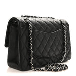Lambskin Quilted Medium Double Flap Black