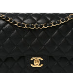 Caviar Quilted Medium Double Flap Black