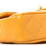 Shiny Lambskin Quilted Golden Links Top Handle Flap Yellow