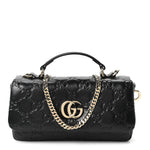 Lambskin Embossed Mini GG Milano Top Handle Shoulder Bag Black
