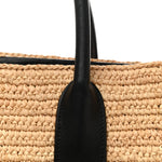 Raffia Calfskin Rive Gauche Tote Naturale Black