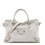 Agneau Arena Silver Hardware Medium Le City Optic White