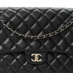 Caviar Quilted XXL Travel Flap Bag Black