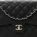 Caviar Quilted Jumbo Double Flap Black