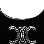 Velvet Strass Triomphe Ava Shoulder Bag Black
