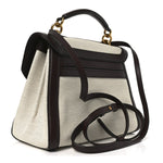 Calfskin Canvas Margot Top Handle Satchel Burgundy