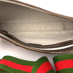 Monogram Jumbo GG Textured Dollar Calfskin Web Wristlet Messenger Bag Camel Ebony New Acero