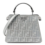 Iridescent Crystal Vitello Laminato Suede FF Petite Peekaboo I SEE U Satchel Cappuccino