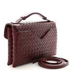 Nappa Intrecciato Knot Lock Top Handle Crossbody Bag Barolo