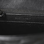 Sheepskin Matelasse Chevron Monogram Medium College Bag Black