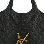 Lambskin Quilted Maxi Icare Shopping Tote Black