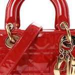 Patent Cannage Small Lady Dior Red