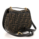 Fabric Jacquard Vitello Cher Cuoio FF 1974 Small Fendi C'mon Tobacco Moro Ebano