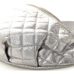 Metallic Calfskin Quilted Banane Waist Bag Fanny Pack Dark Silver