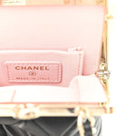 Lambskin Plexi Quilted CC Evening Clutch With Chain Black