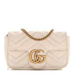 Calfskin Matelasse Super Mini GG Marmont Shoulder Bag White