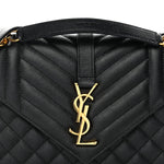 Grain De Poudre Textured Mixed Matelasse Triquilt Medium Monogram Satchel Black