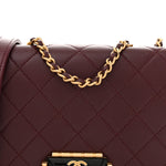 Calfskin Quilted Small Octagon CC Clasp Flap Bag Red Gold