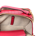 Calfskin Crocodile Embossed Mini C Vanity Bag Red