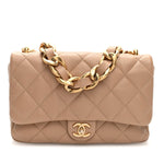 Lambskin Quilted Large CC Funky Town Flap Beige