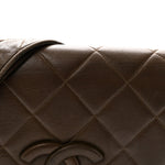 Lambskin Quilted CC Single Flap Shoulder Bag Brown