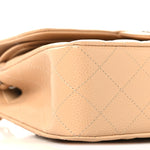 Caviar Quilted Small Double Flap Beige