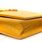 Calfskin Crocodile Embossed Kate Monogram Tassel Chain Wallet Saffron
