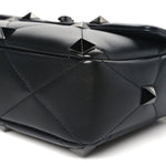 Nappa Monochrome Large Roman Stud Shoulder Bag Black