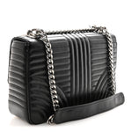 Soft Calfskin Impunture Diagramme Large Chain Flap Shoulder Bag Black